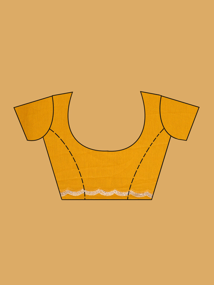 Mustard Zariwork (Gold) Chiffon Saree
