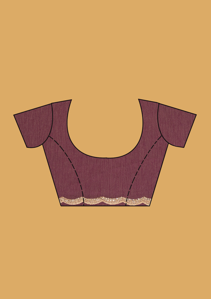 Wine Zariwork (Gold) Chiffon Saree