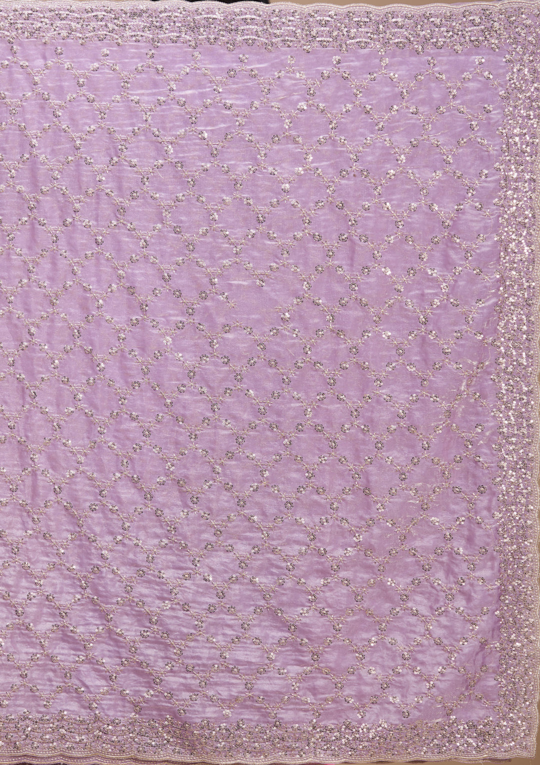 Lavender Tissue Cutdana Saree With Matching Blouse Piece