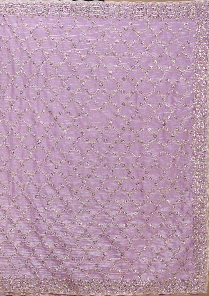 Lavender Tissue Cutdana Saree With Matching Blouse Piece