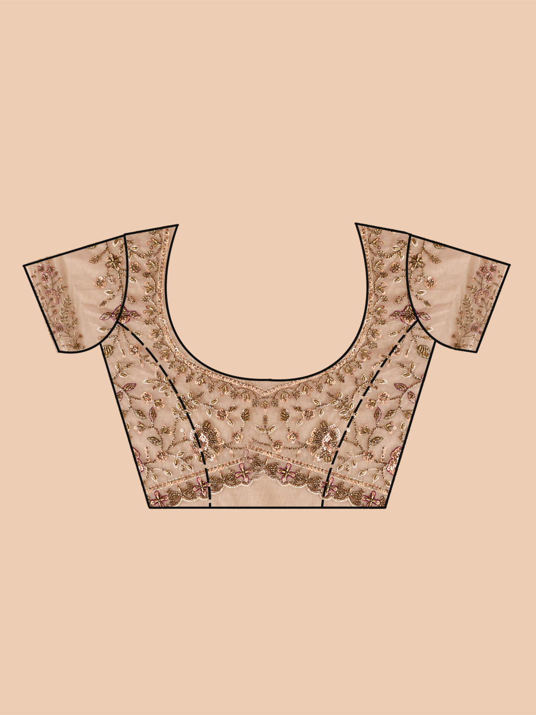 Beige Cording Net Saree