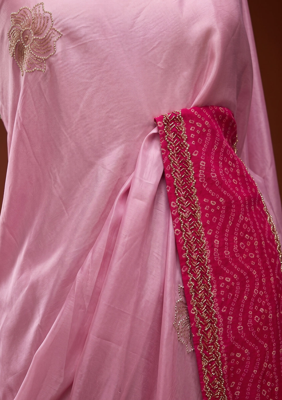 Baby Pink Cutdana Tissue Saree