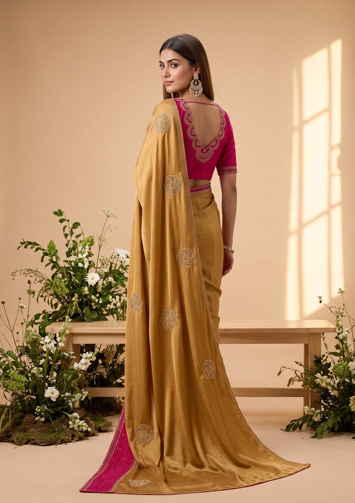 Mustard Cutdana Tissue Saree