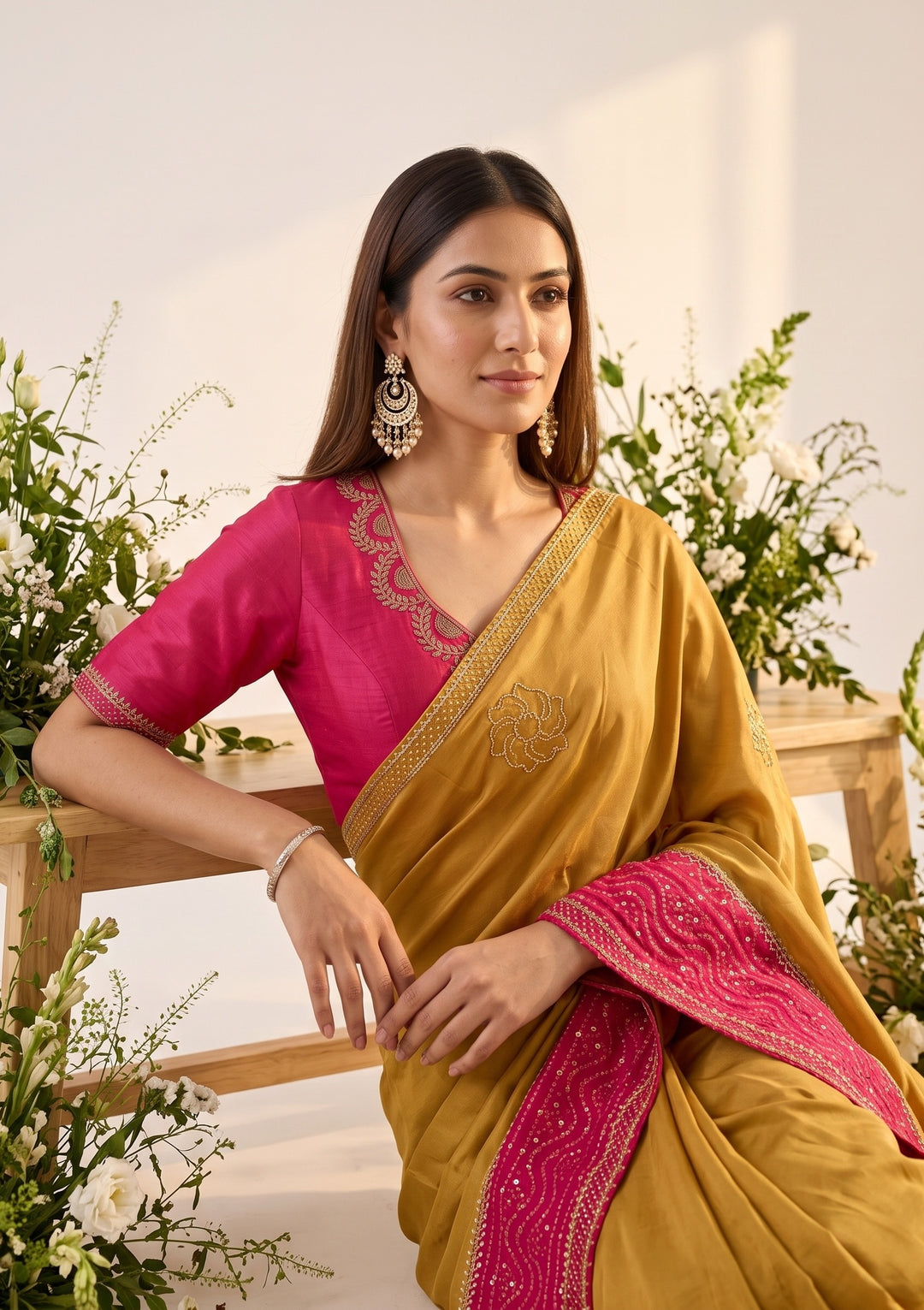 Mustard Cutdana Tissue Saree