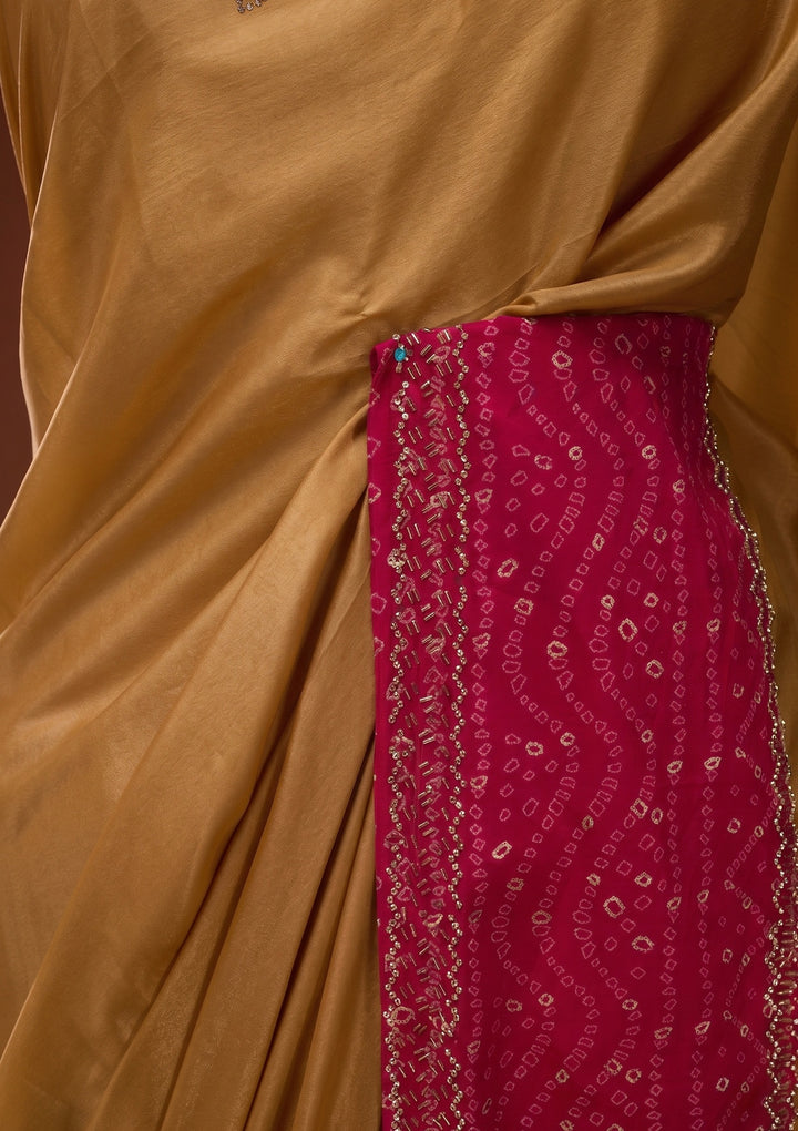Mustard Cutdana Tissue Saree