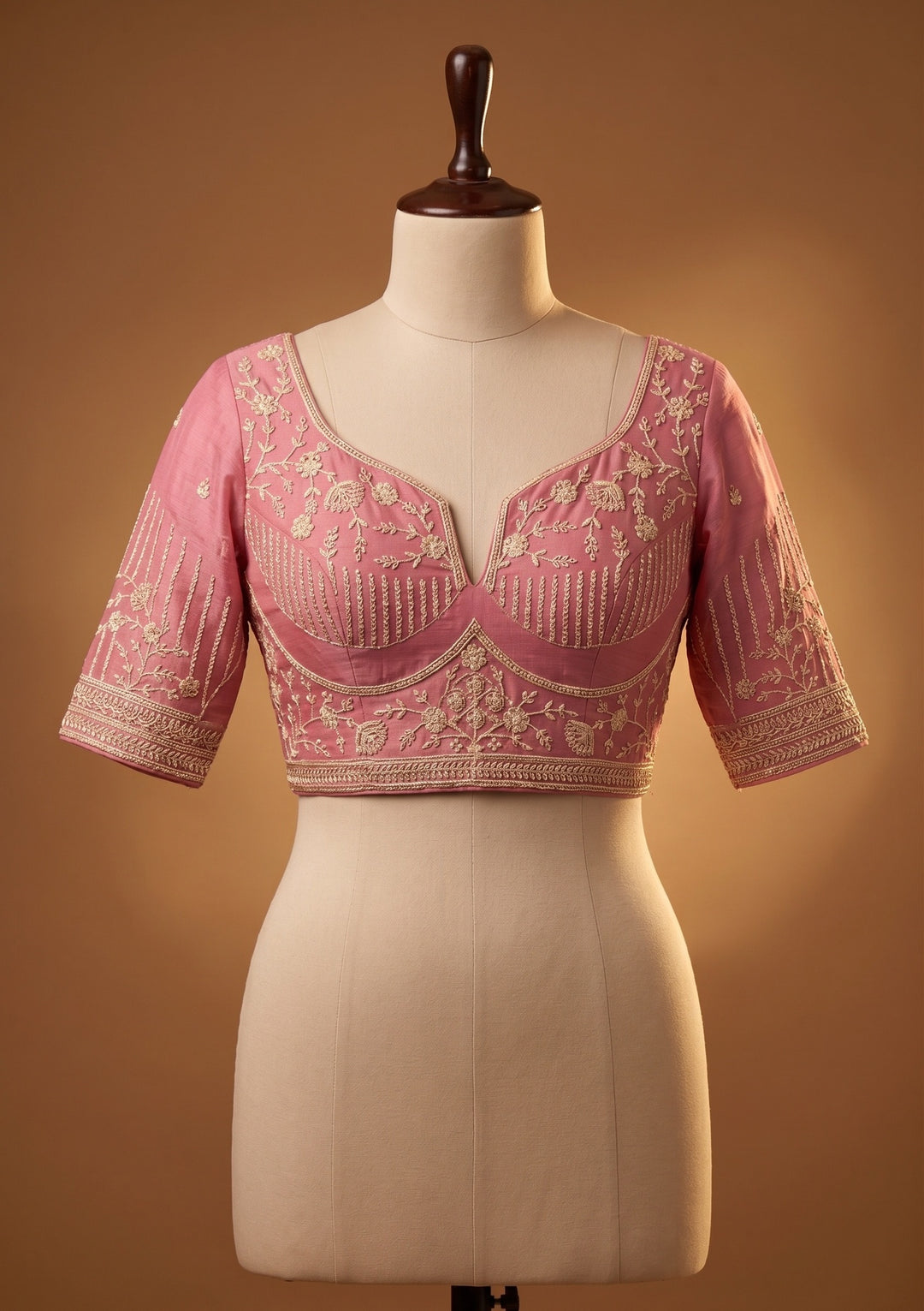 Pink Threadwork Georgette Saree