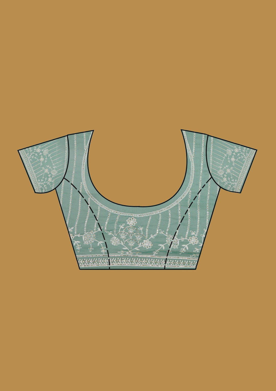 Sea Green Threadwork Georgette Saree With Matching Blouse Piece