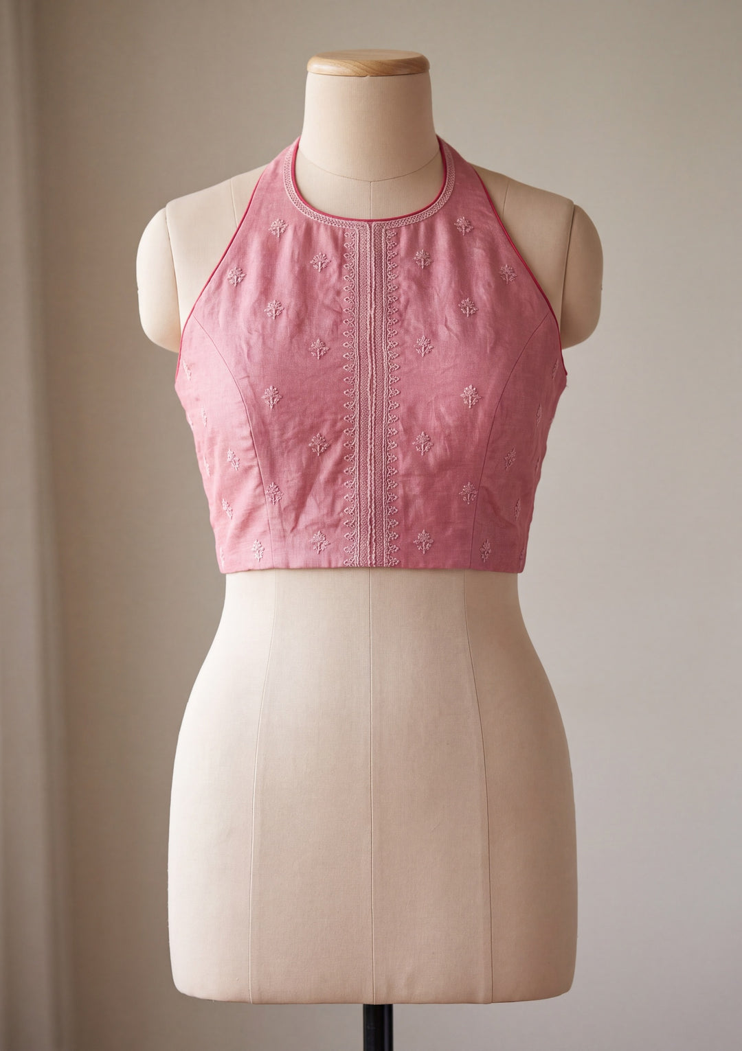 Onion Pink Cotton Threadwork Saree With Matching Blouse Piece