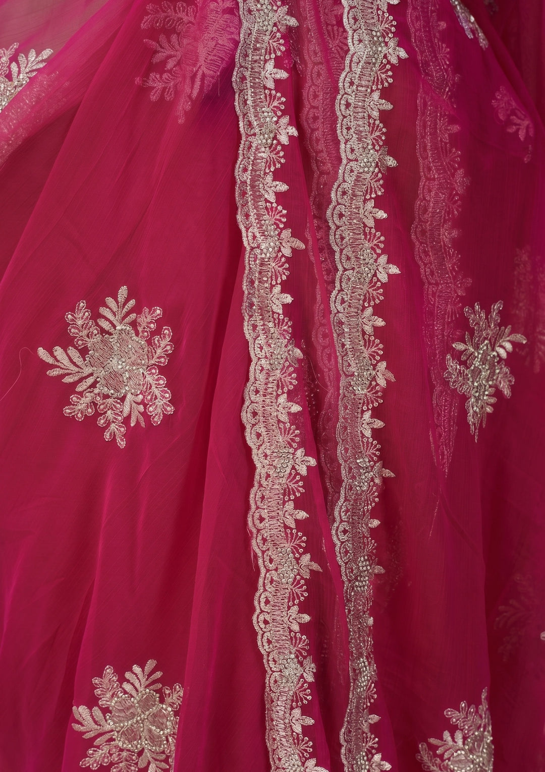 Magenta Pink Zariwork (Gold) Georgette Saree