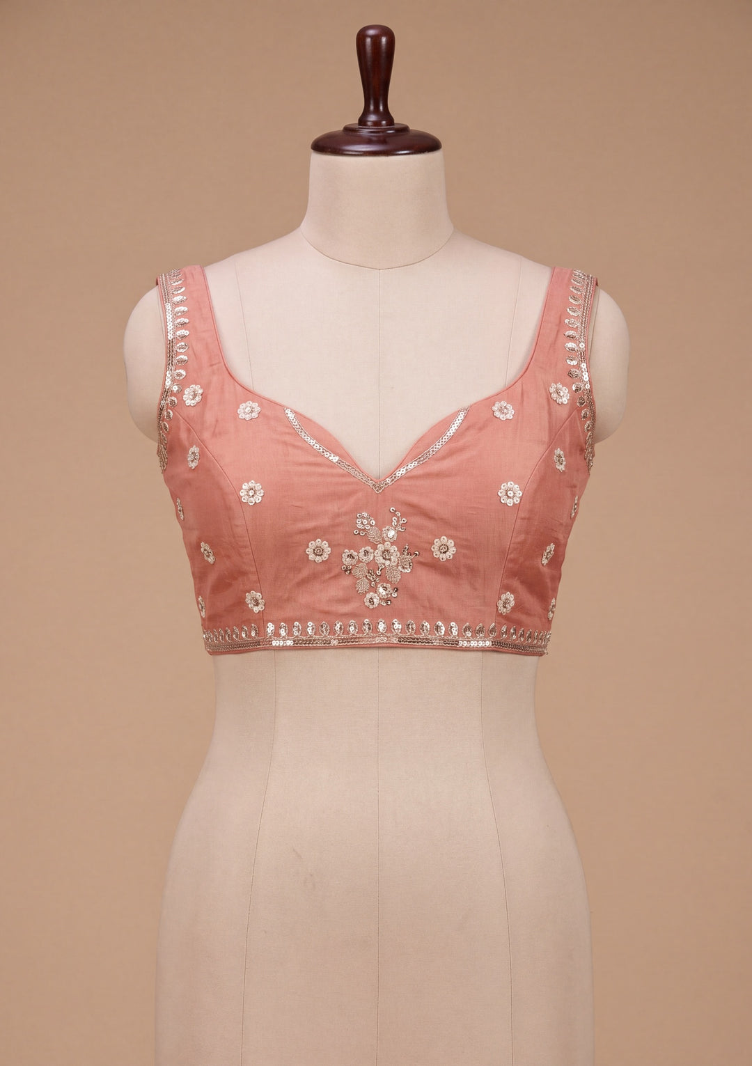 Rust Tissue  Threadwork Saree With Matching Blouse Piece