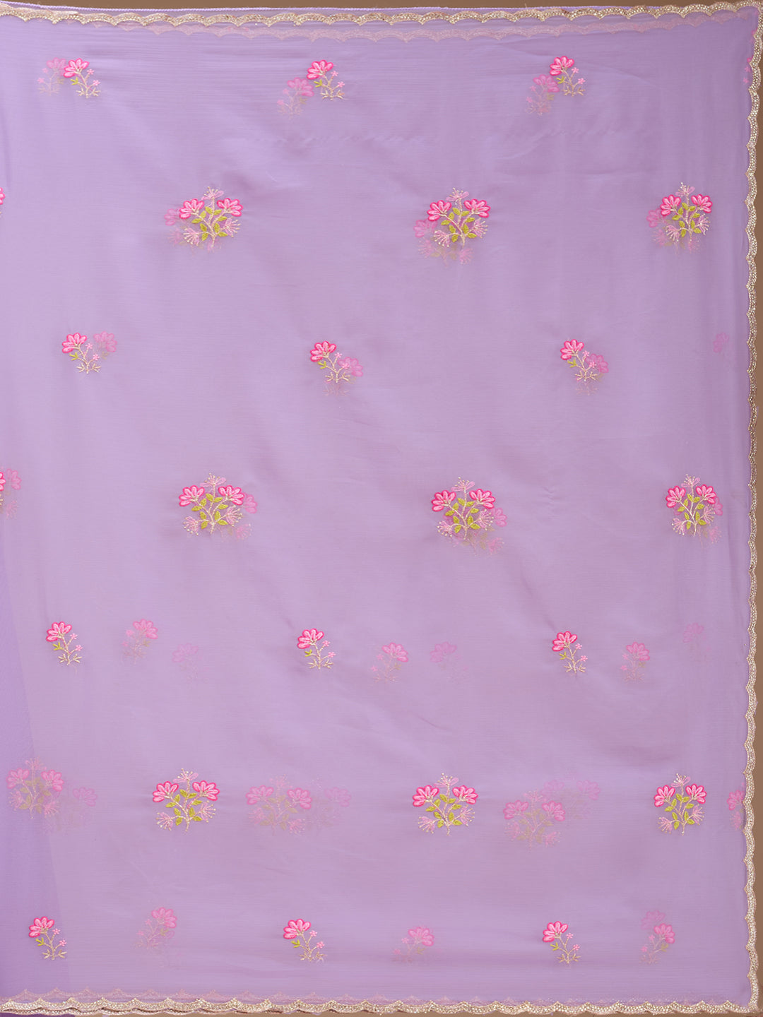Lavender Threadwork Chiffon Saree