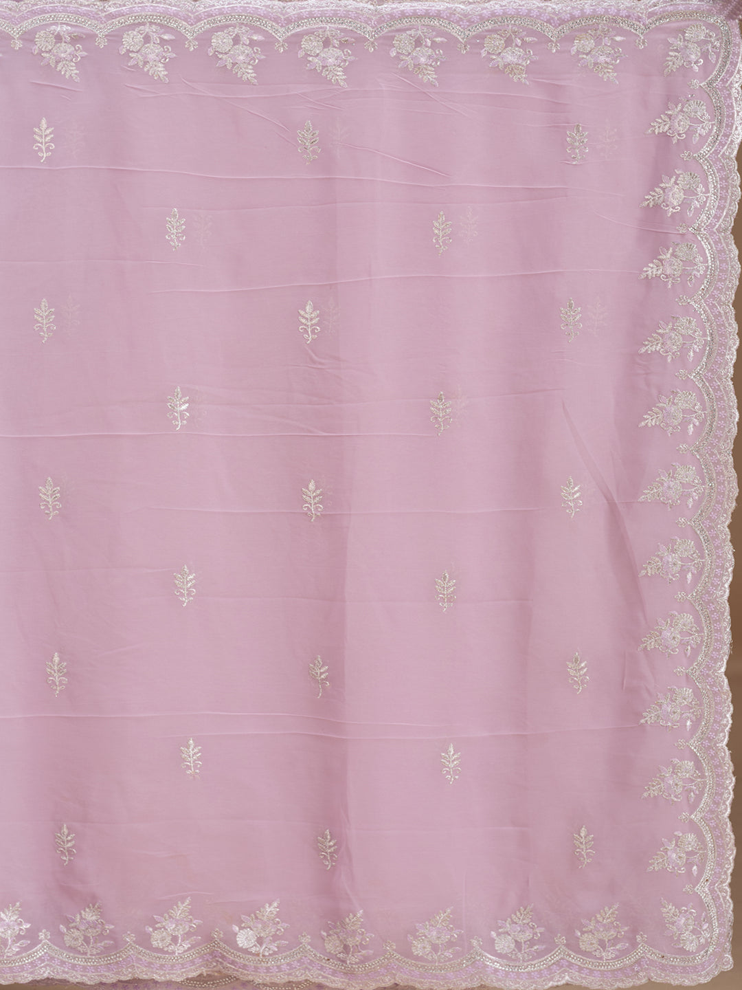 Lavender Threadwork Georgette Saree