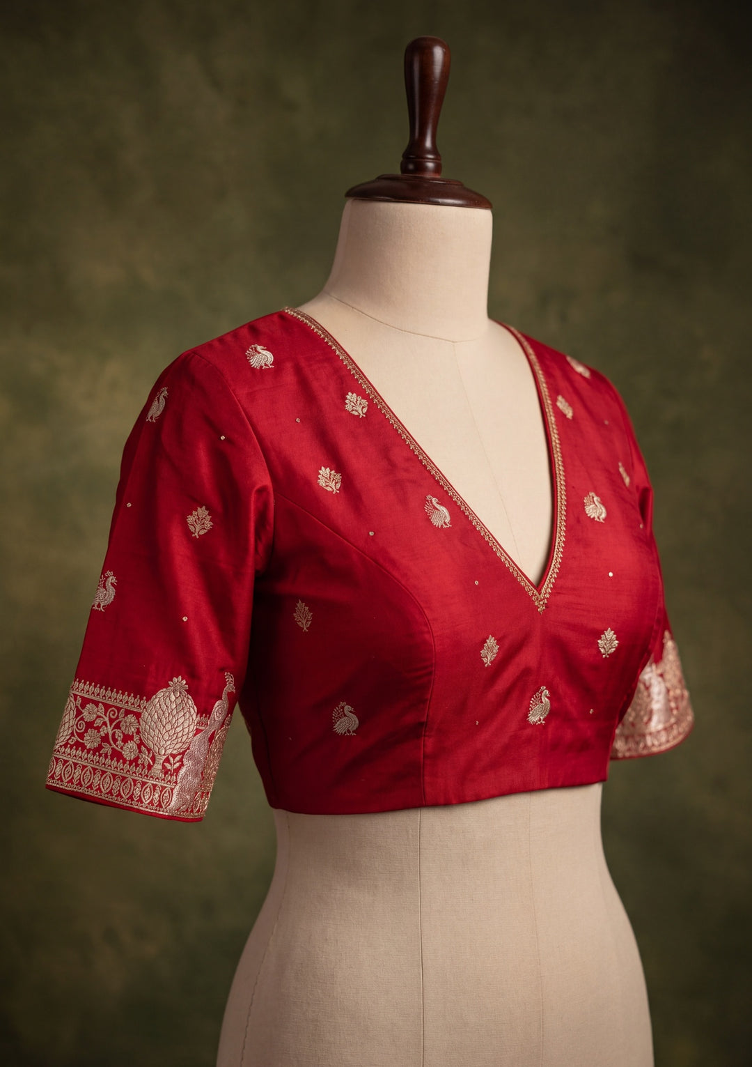 Red Art Silk Jaal Cutdana Saree With Matching Blouse Piece