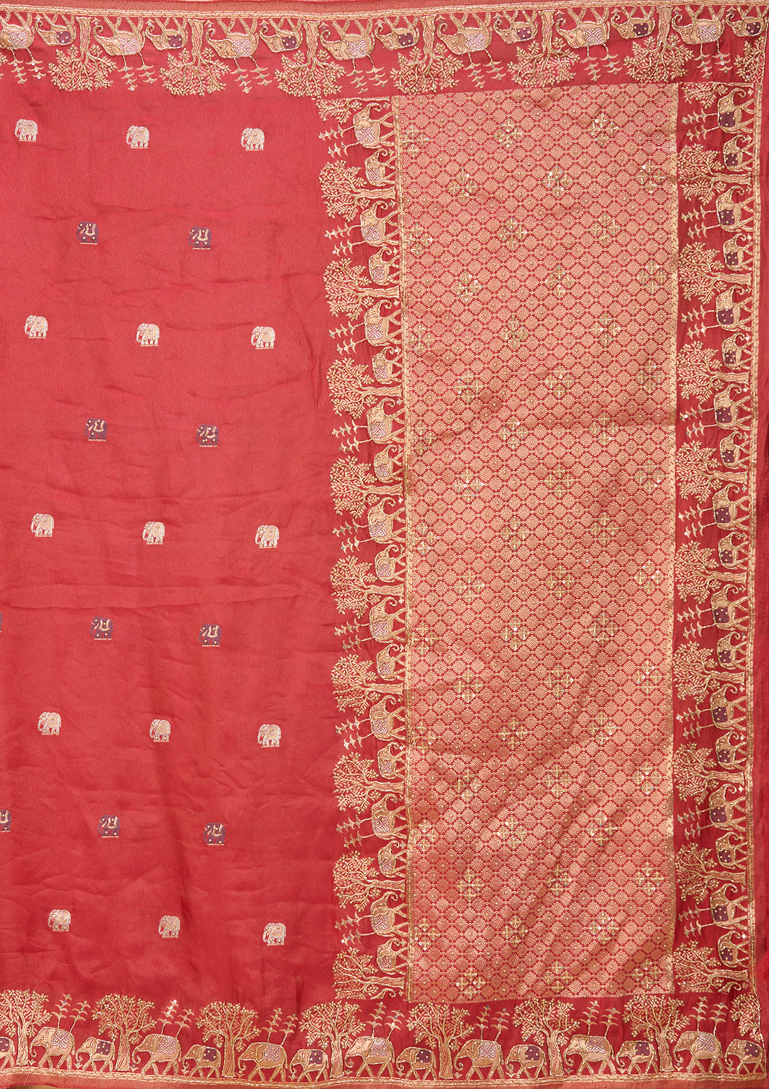 Red Art Silk Buti Saree With Matching Blouse Piece
