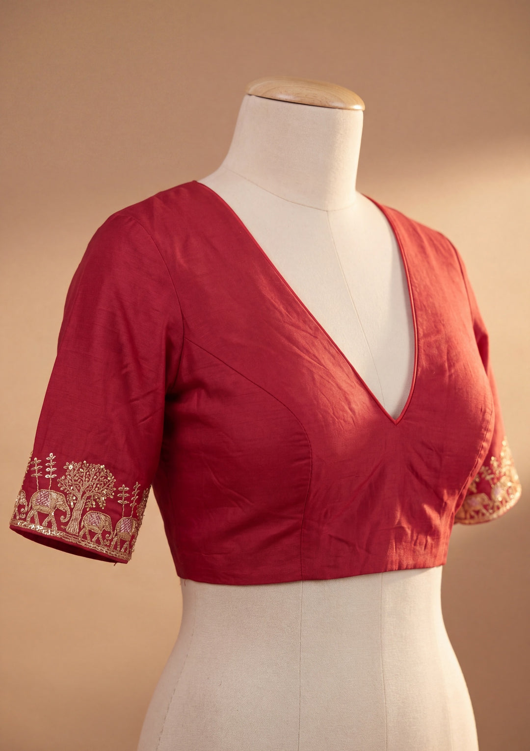 Red Art Silk Buti Saree With Matching Blouse Piece