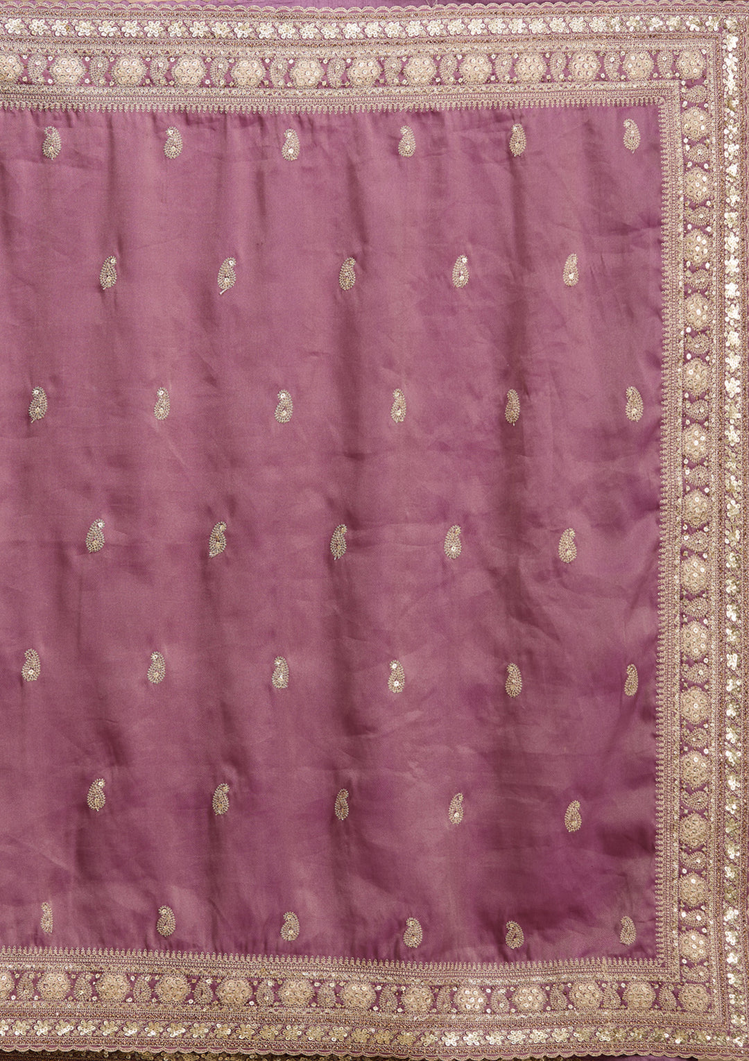 Dark Lavender Tissue Sequins Saree With Matching Blouse Piece