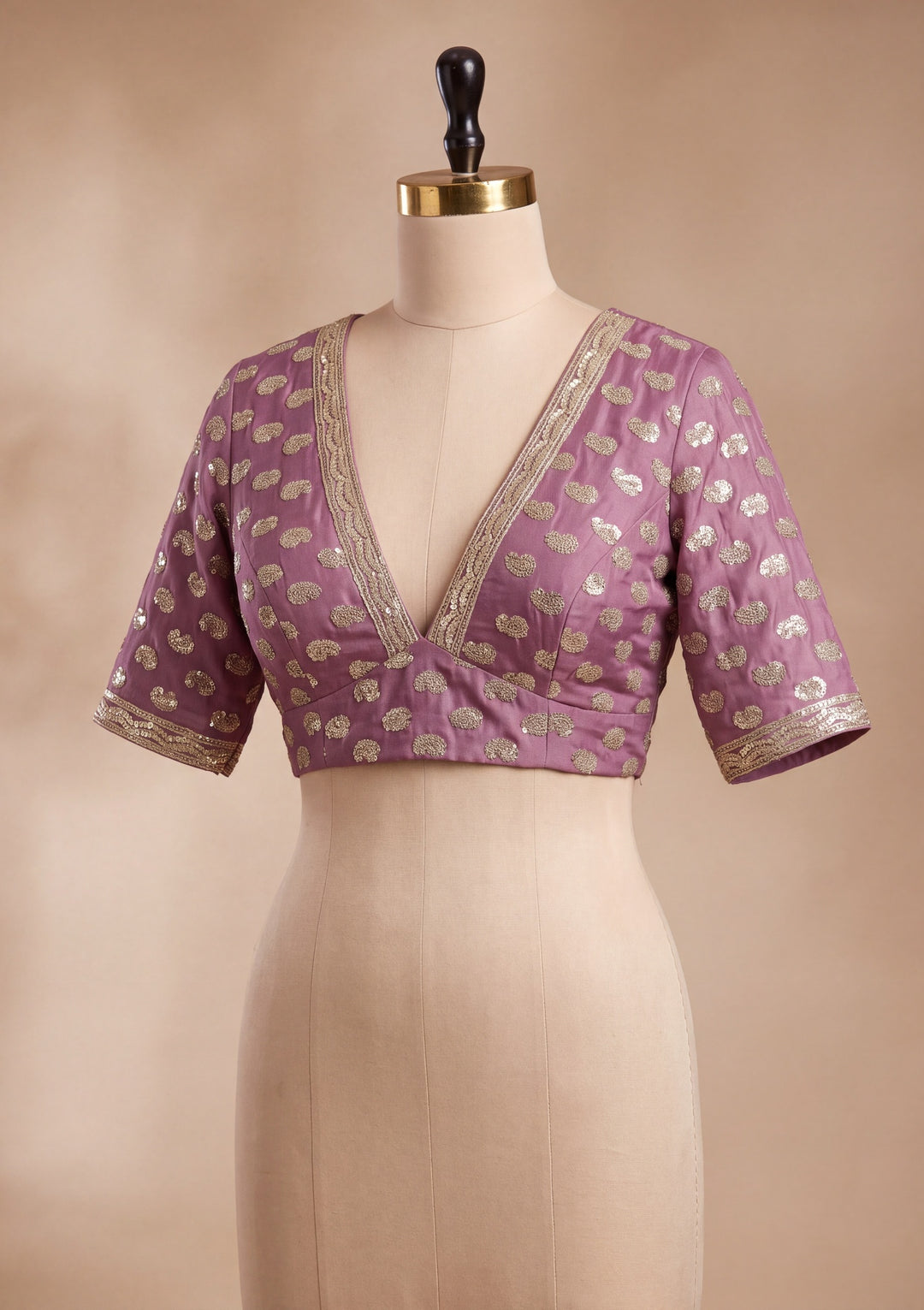 Dark Lavender Tissue Sequins Saree With Matching Blouse Piece