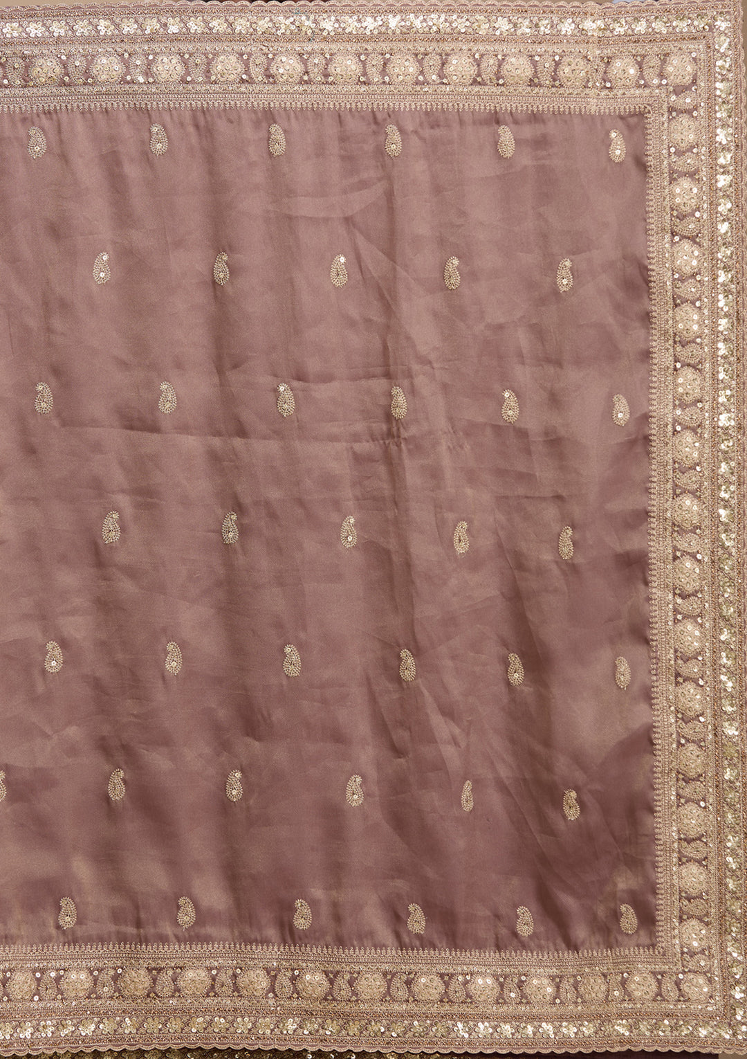 Mauve Tissue Cording Saree With Matching Blouse Piece