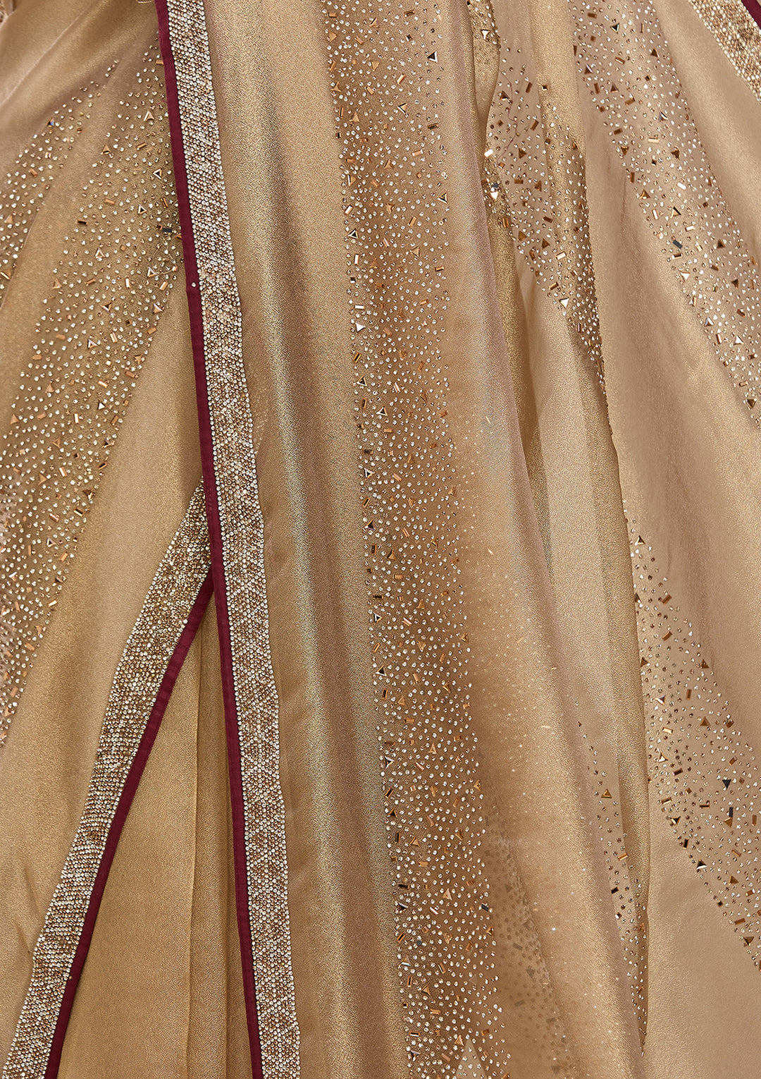 Beige Tissue Swarovski Saree With Matching Blouse Piece