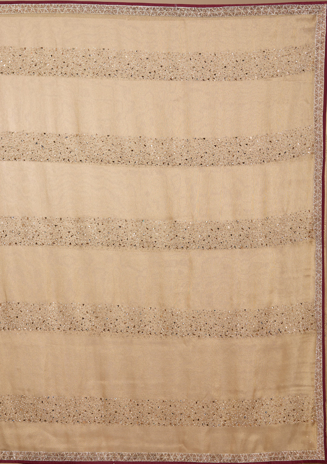 Beige Tissue Swarovski Saree With Matching Blouse Piece