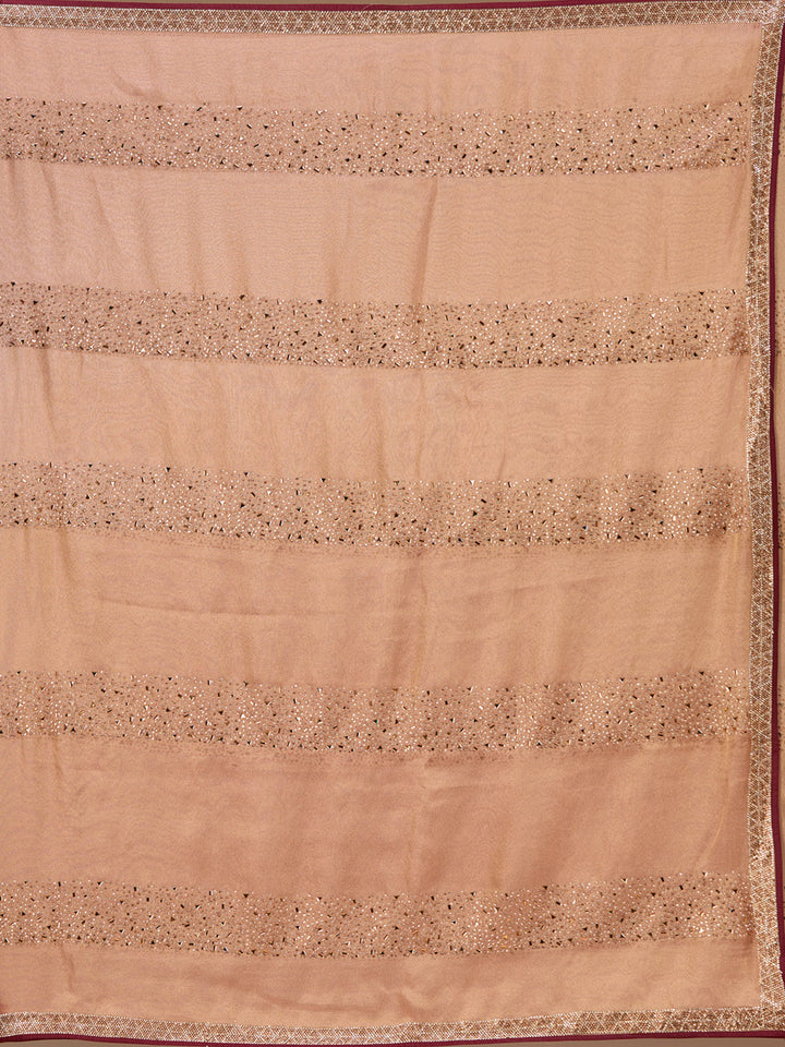 Peach Tissue Swarovski Saree With Matching Blouse Piece