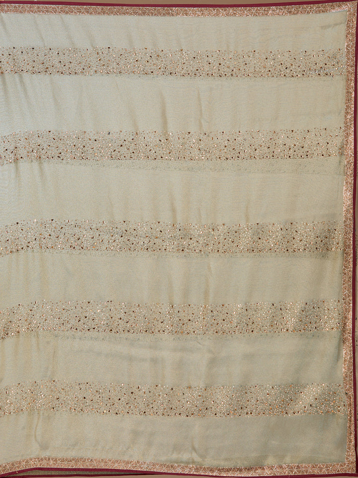 Sea Green Tissue Swarovski Saree With Matching Blouse Piece