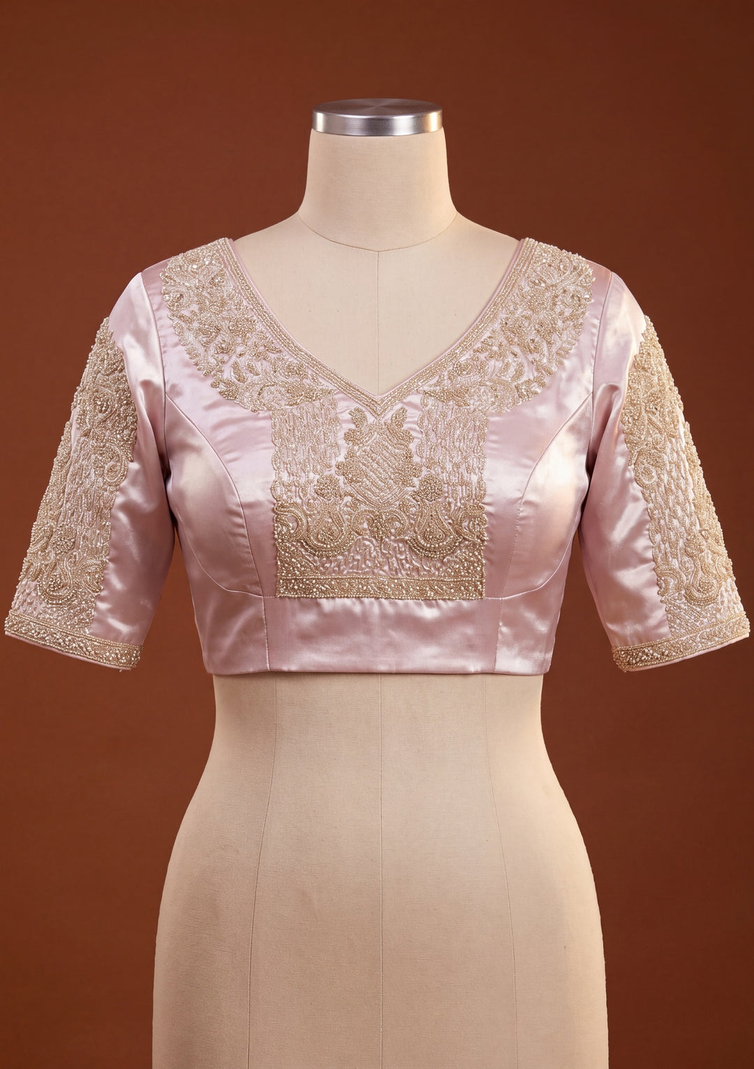 Baby Pink Tissue Cording Saree With Matching Blouse Piece
