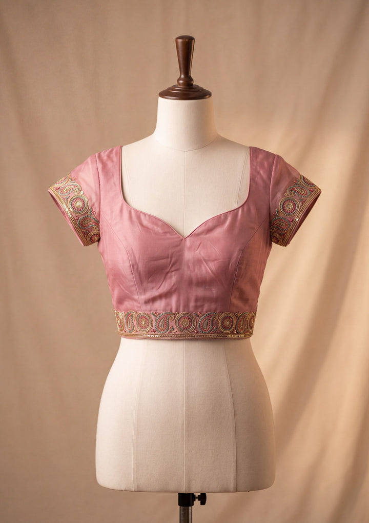 Lavender Tissue Threadwork Saree With Matching Blouse Piece