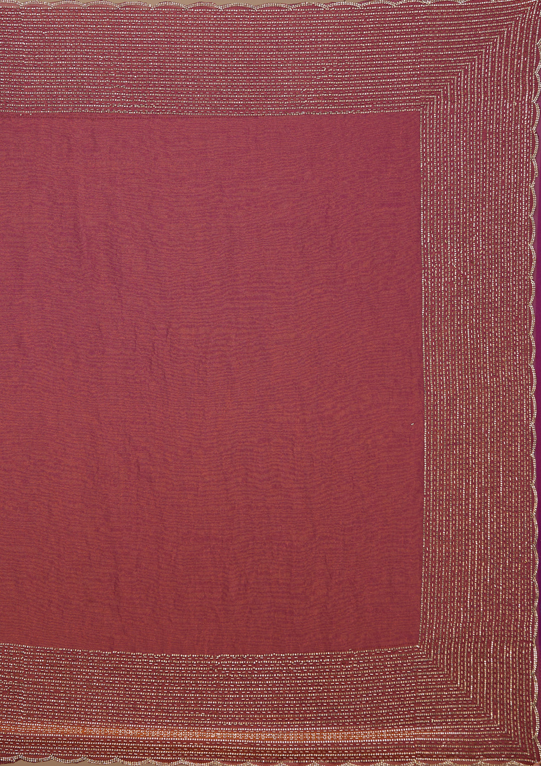 Rust Tissue Gold Stonework Saree With Matching Blouse Piece