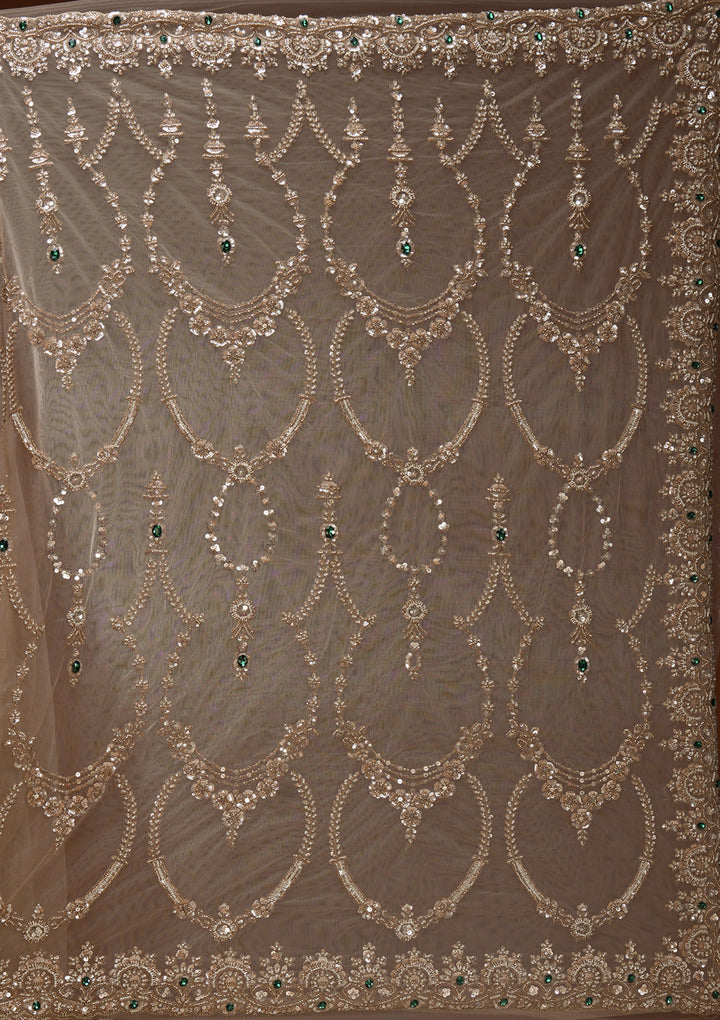 Beige Cutdana Net Saree