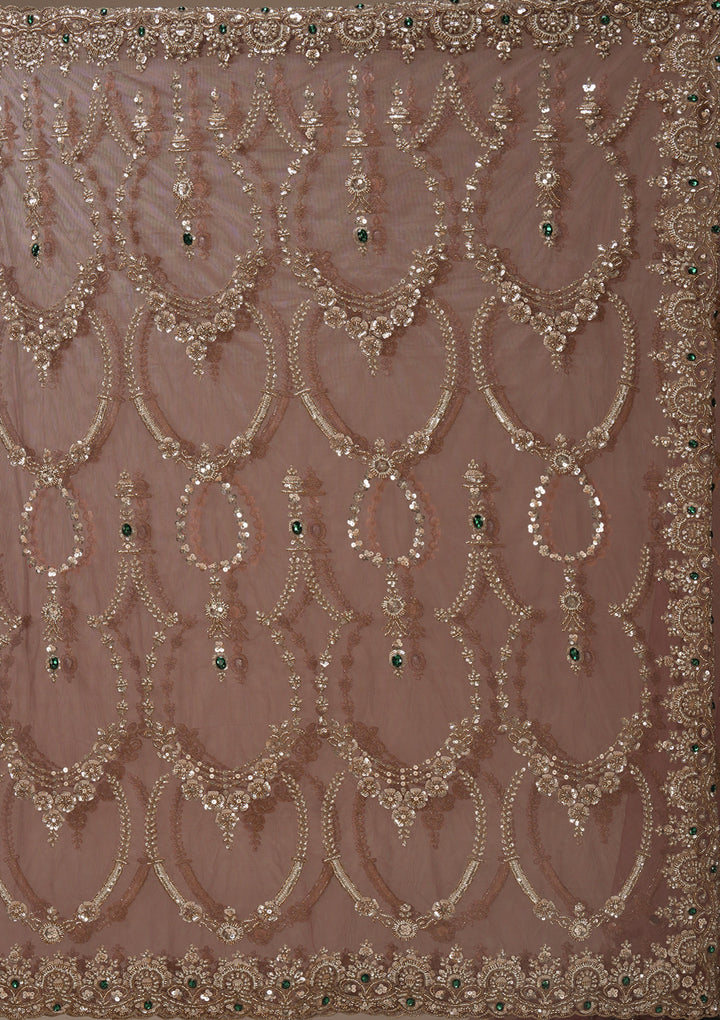 Onion Pink Cutdana Net Saree