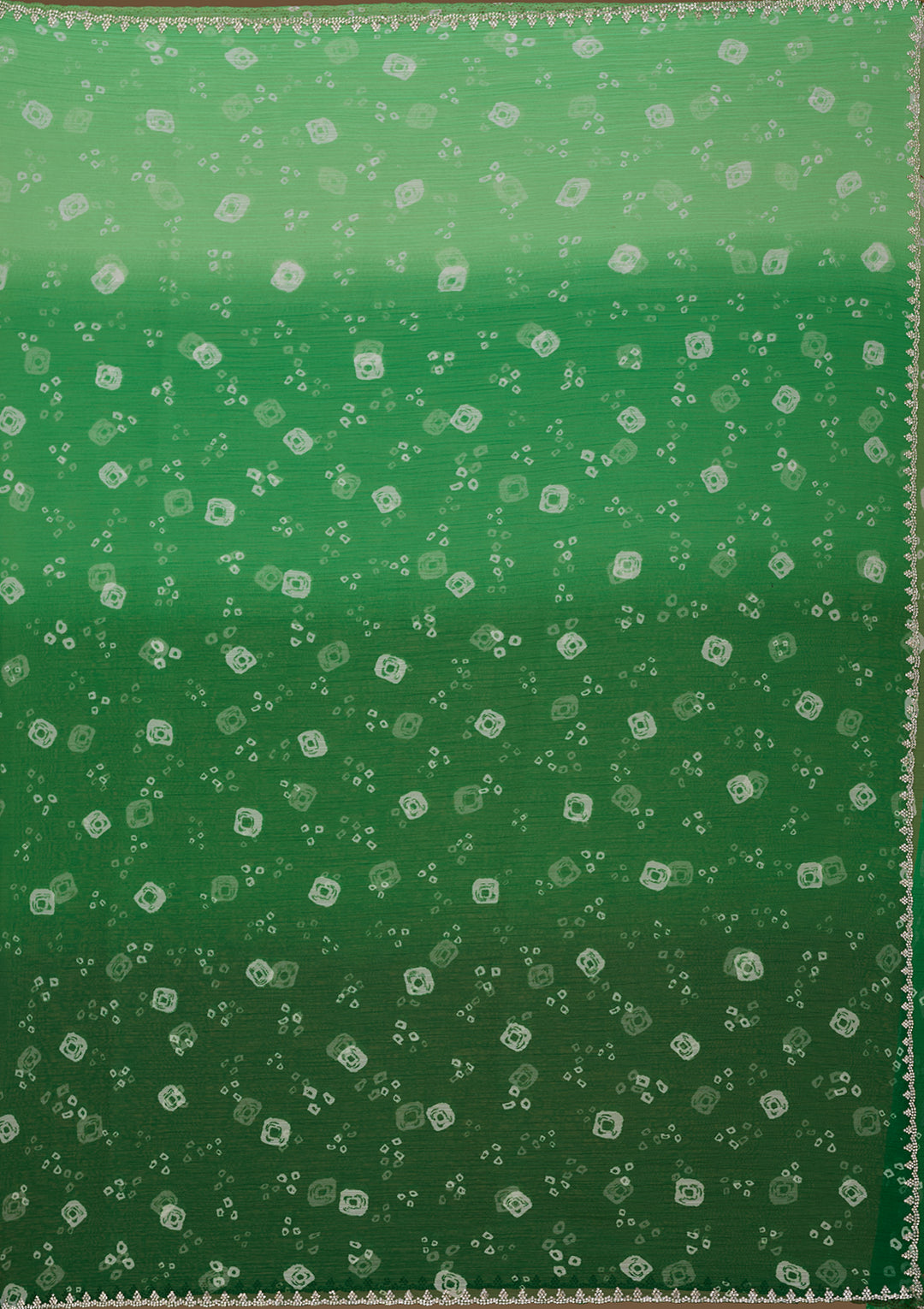 Leaf Green Stonework (Silver) Chiffon Saree