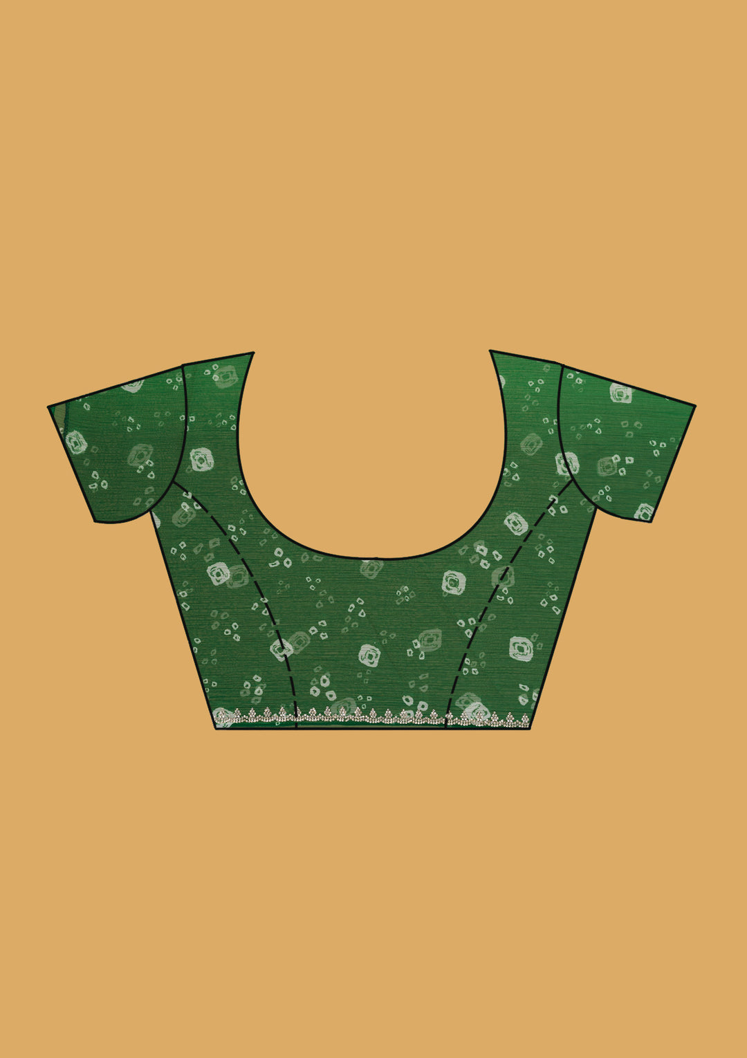Leaf Green Stonework (Silver) Chiffon Saree