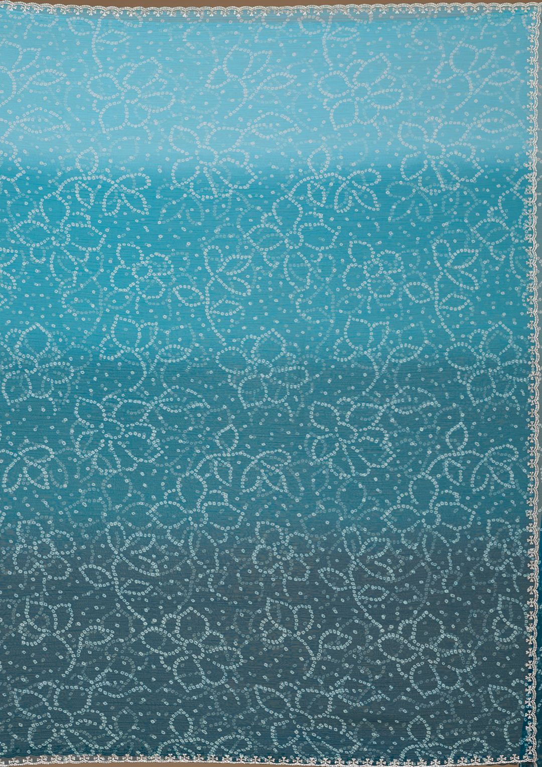 Peacock Blue Stonework (Silver) Chiffon Saree