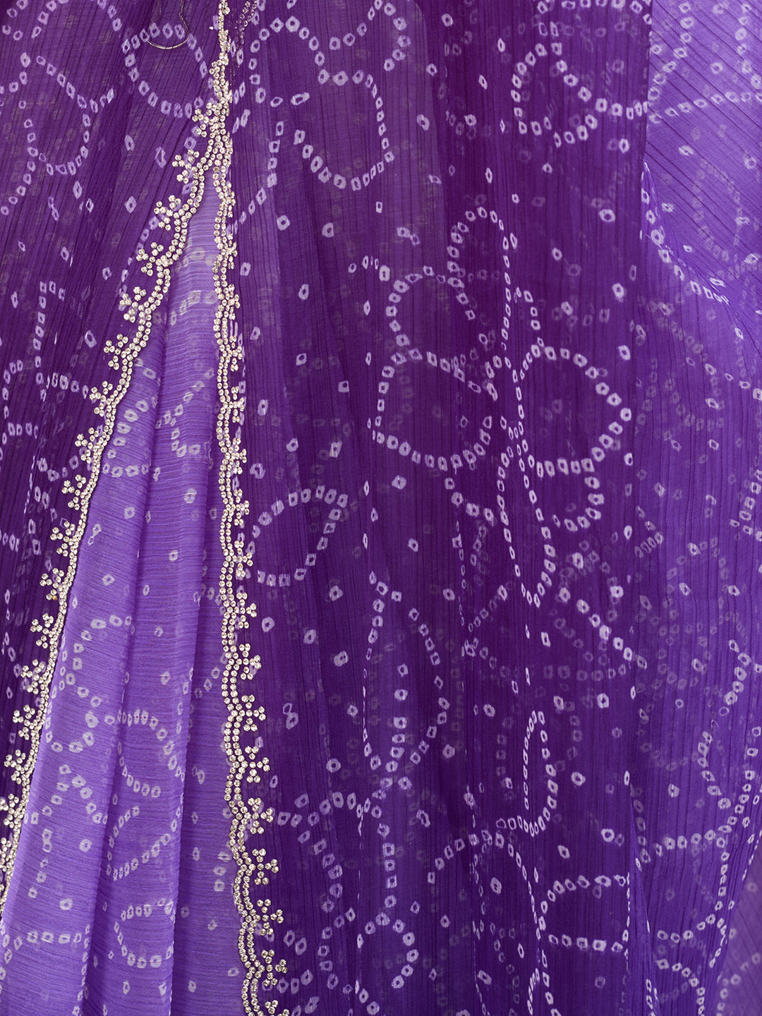 Purple Stonework (Silver) Chiffon Saree