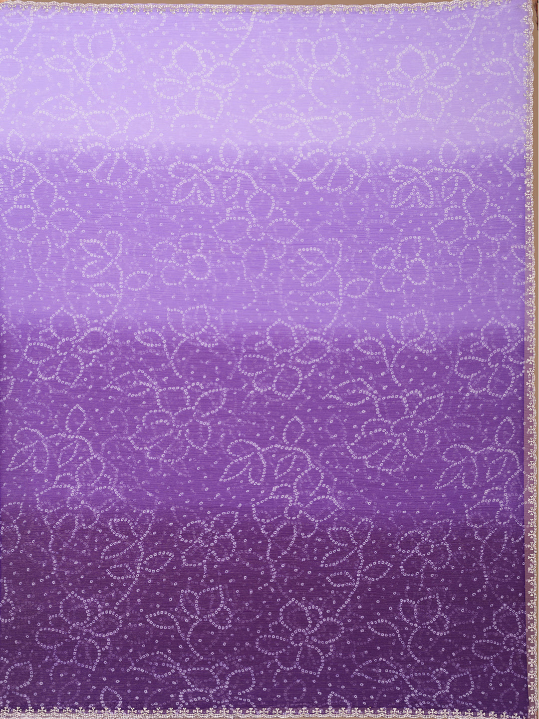 Purple Stonework (Silver) Chiffon Saree