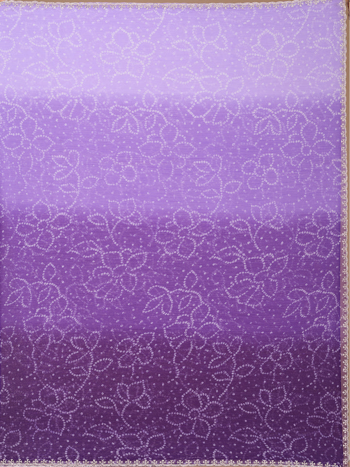 Purple Stonework (Silver) Chiffon Saree