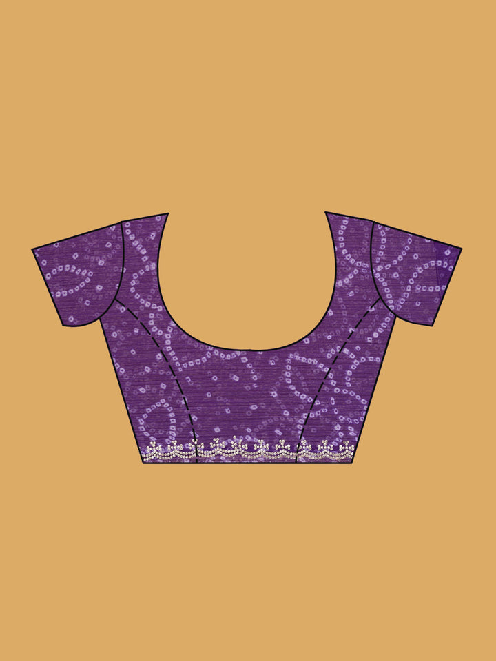 Purple Stonework (Silver) Chiffon Saree