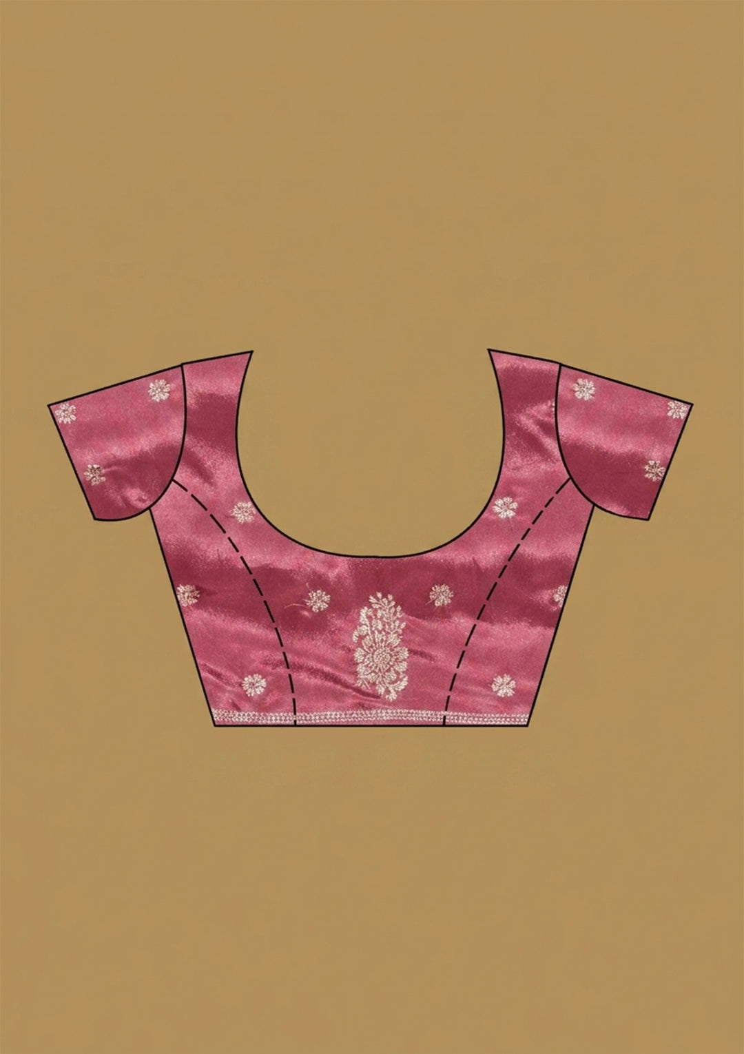 Onion Pink Zariwork (Gold) Crepe Saree With Matching Blouse Piece