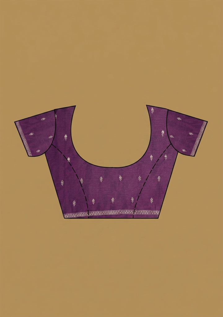 Purple Zariwork (Gold) Tissue Saree With Matching Blouse Piece