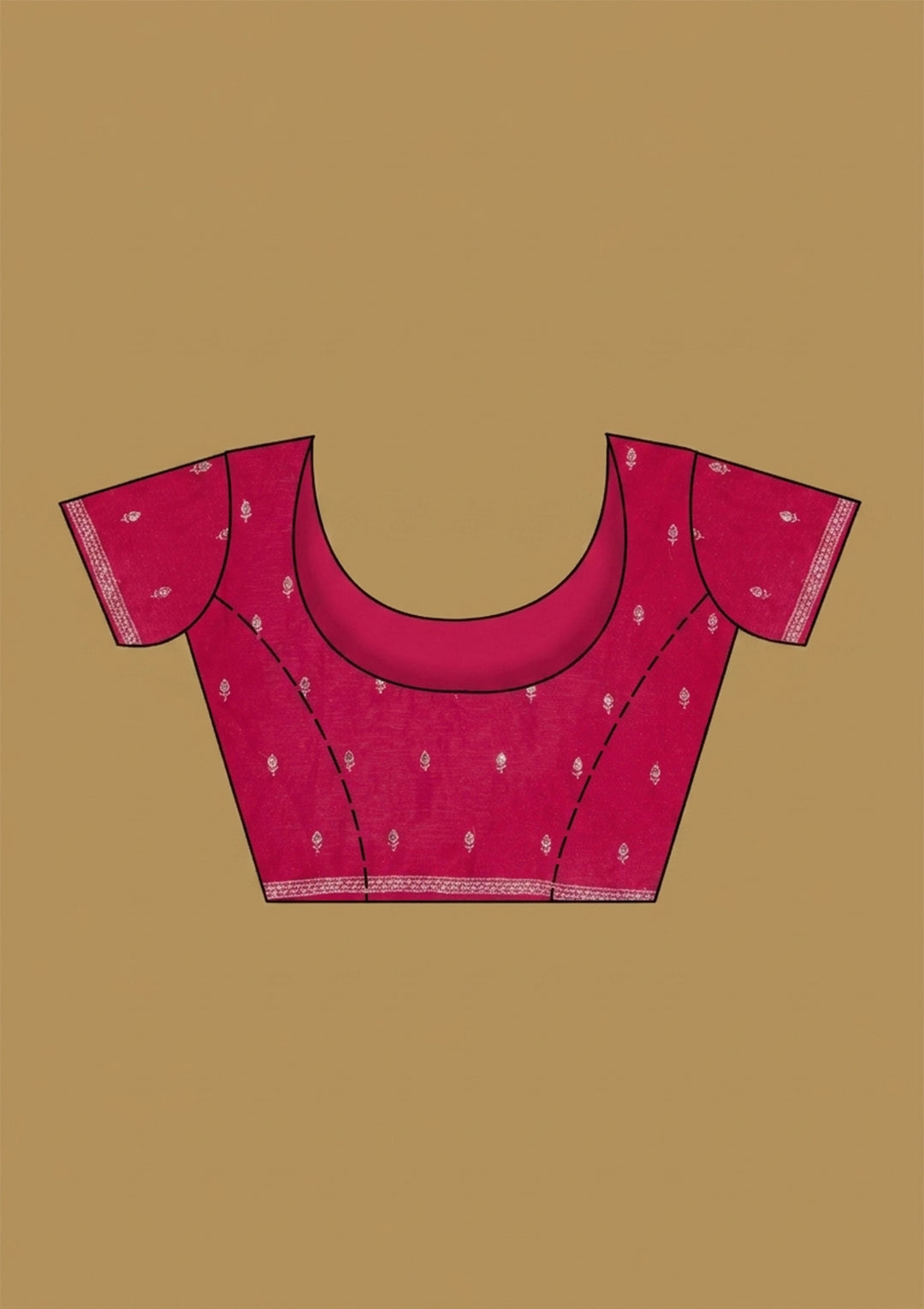 Rani Pink Zariwork (Gold) Tissue Saree With Matching Blouse Piece