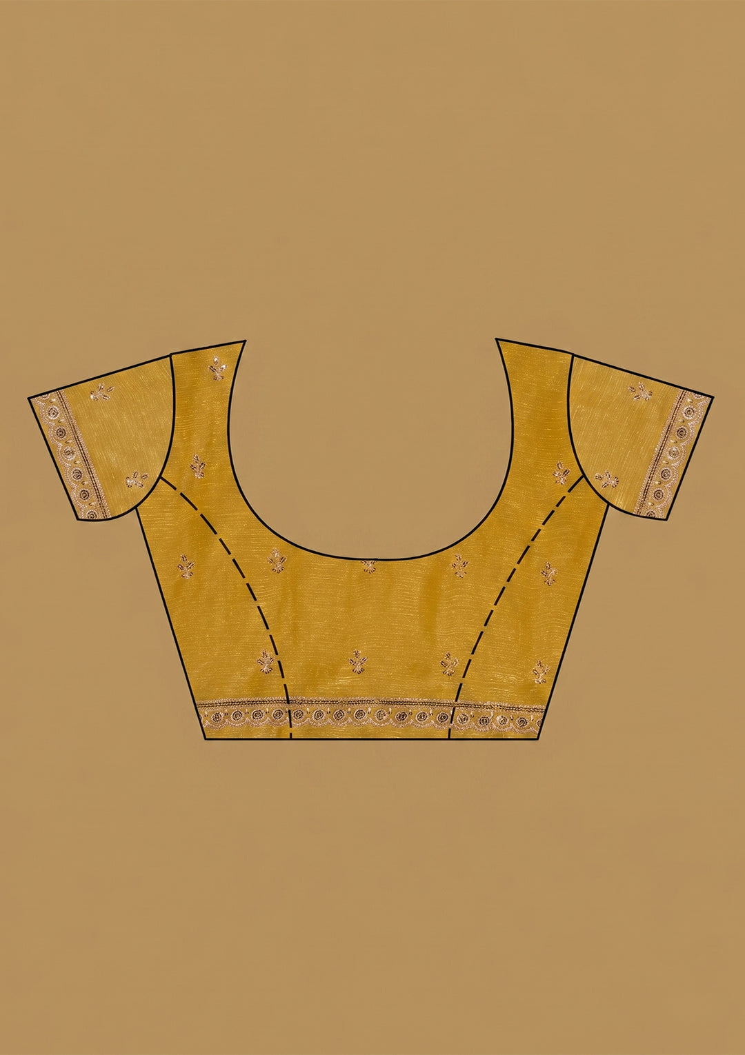 Mustard Yellow Zariwork (Gold) Tissue Saree With Matching Blouse Piece