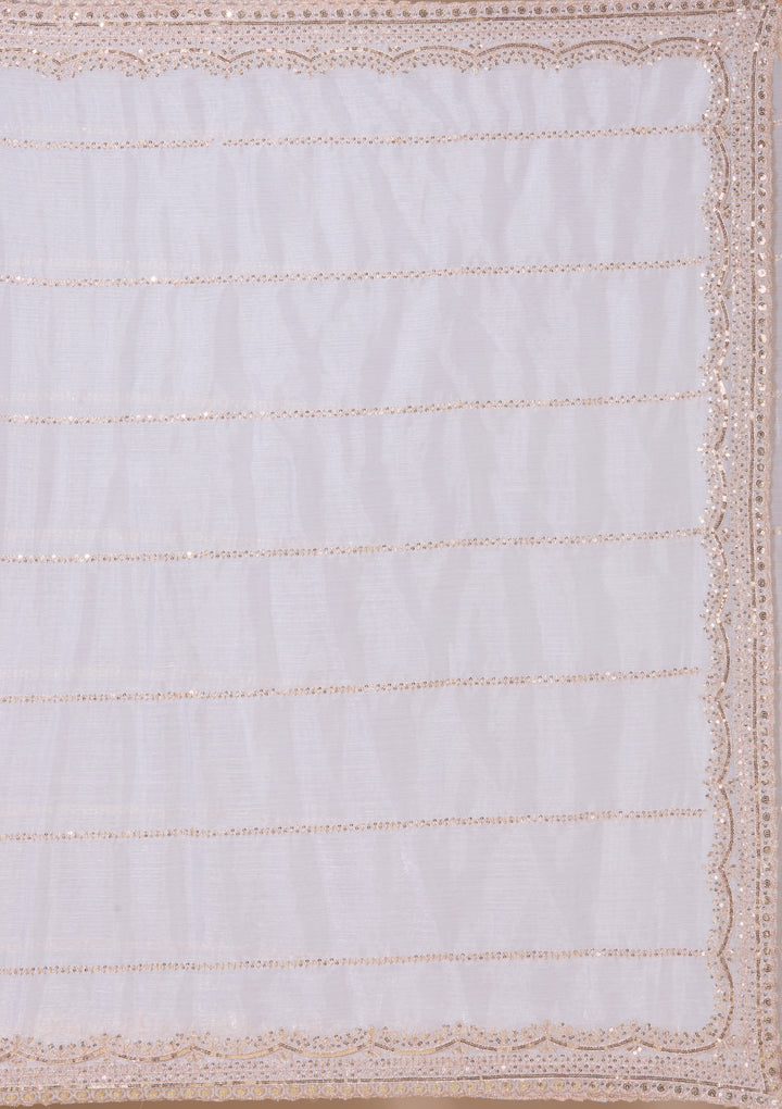 Off White Zariwork (Gold) Tissue Saree With Matching Blouse Piece