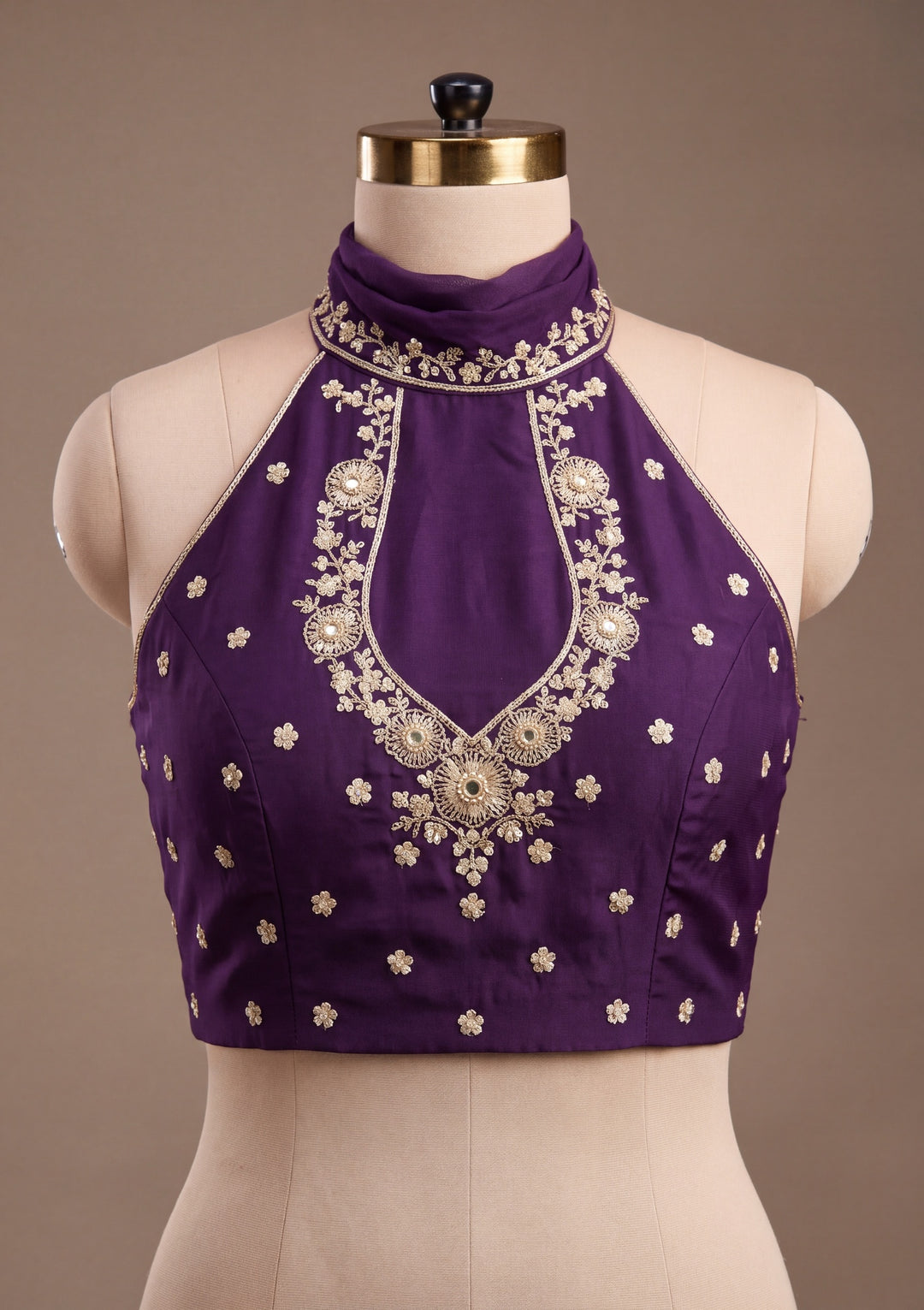 Purple Satin Cording Saree With Matching Blouse Piece