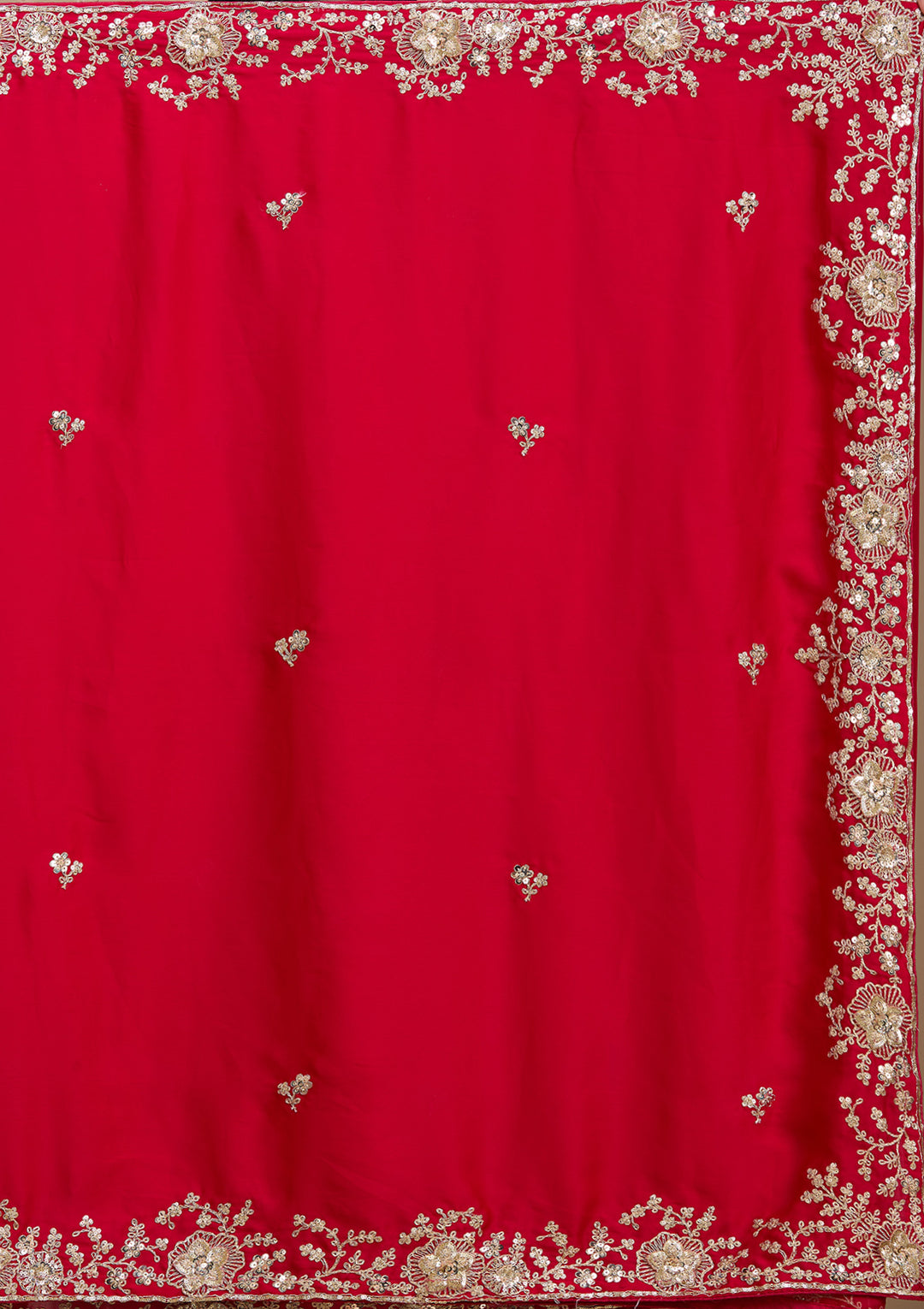 Rani Pink Satin Cording Saree With Matching Blouse Piece