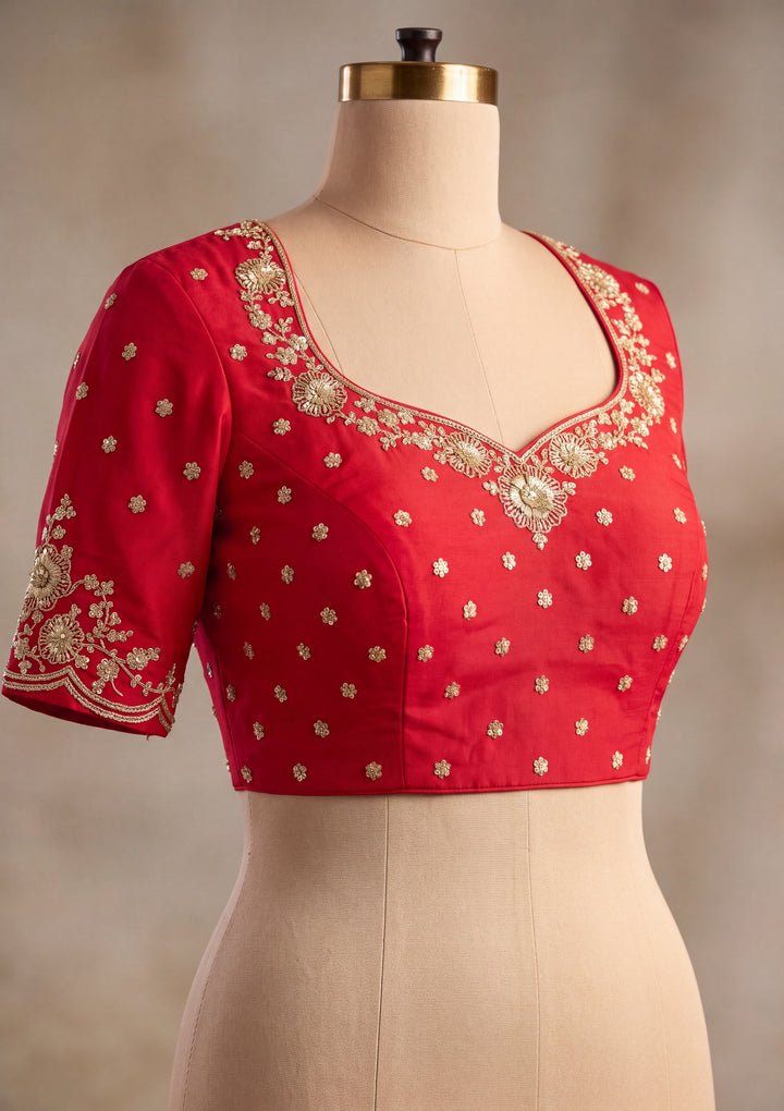Rani Pink Satin Cording Saree With Matching Blouse Piece