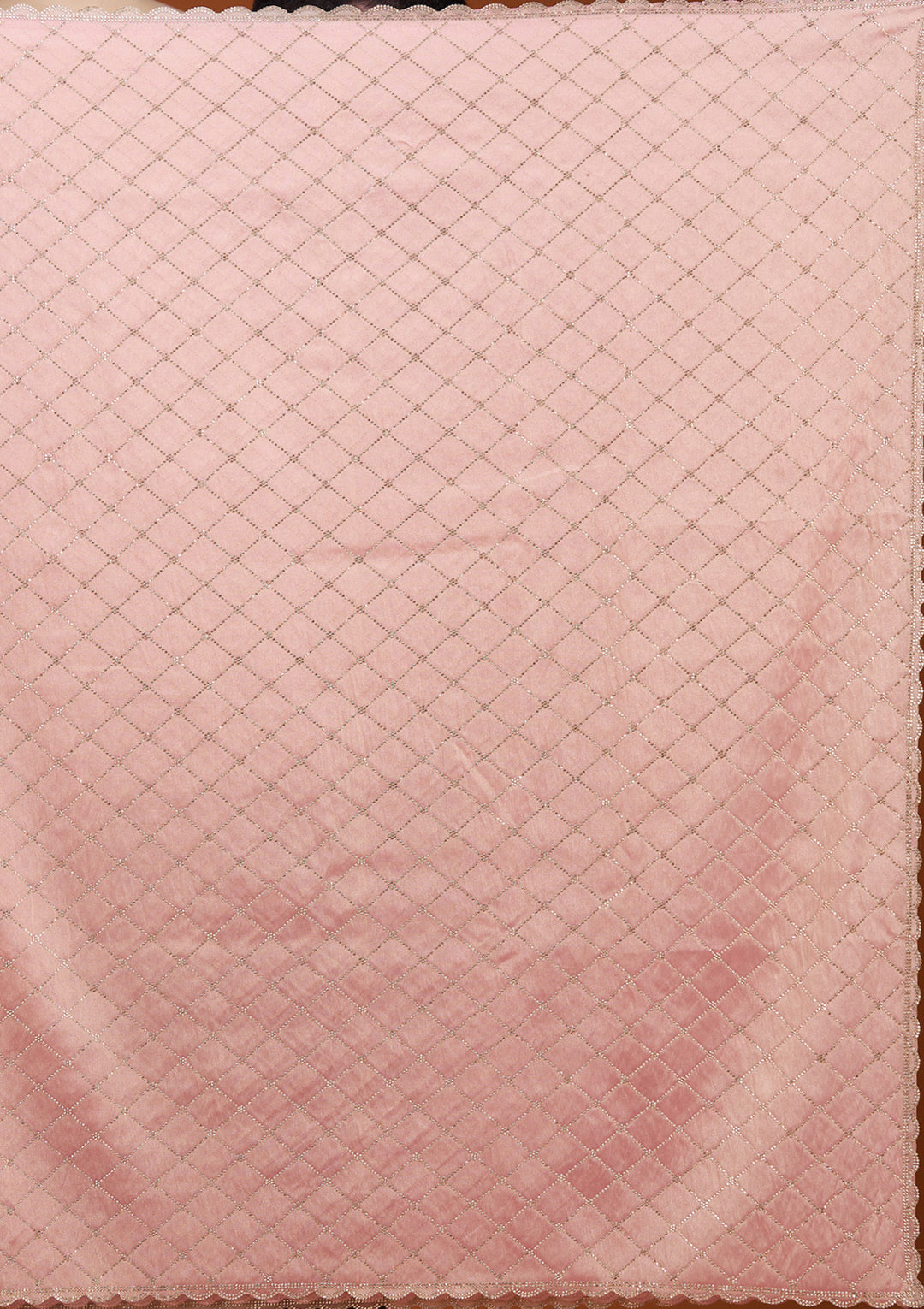 Baby Pink Tissue Gold Stonework Saree With Matching Blouse Piece