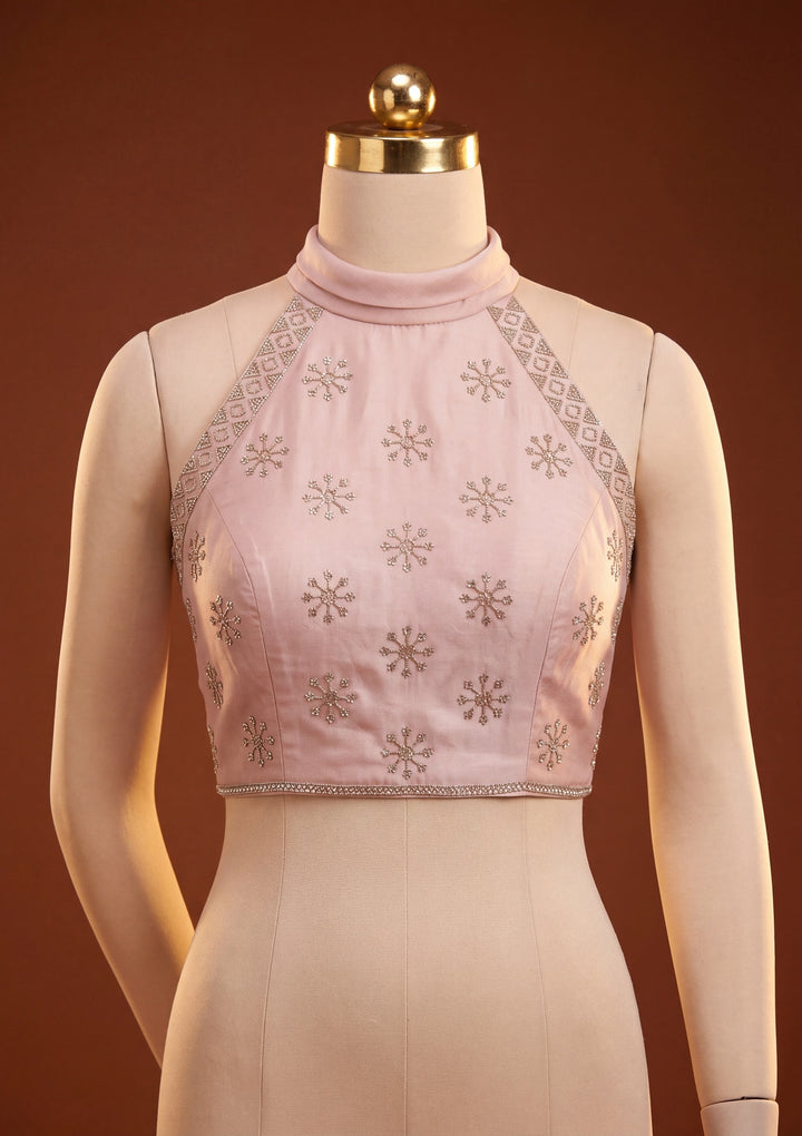 Light Lavender Tissue Gold Stonework Saree With Matching Blouse Piece