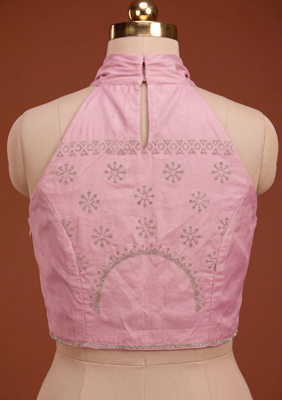 Onion Pink Tissue Gold Stonework Saree With Matching Blouse Piece