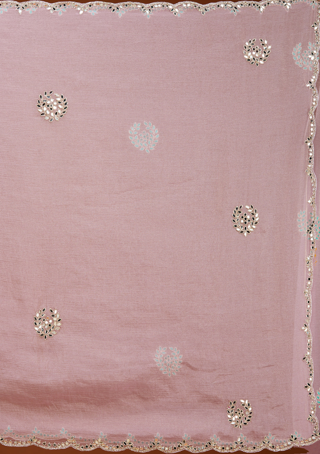 Lavender Tissue Mirrorwork Saree With Matching Blouse Piece